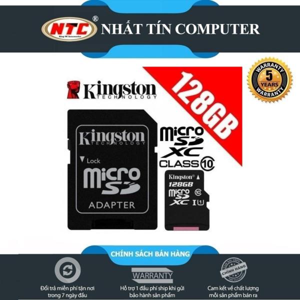 Thẻ nhớ microSDXC Kingston 128GB Class 10 U1 80MB/s kèm adapter (Đen)