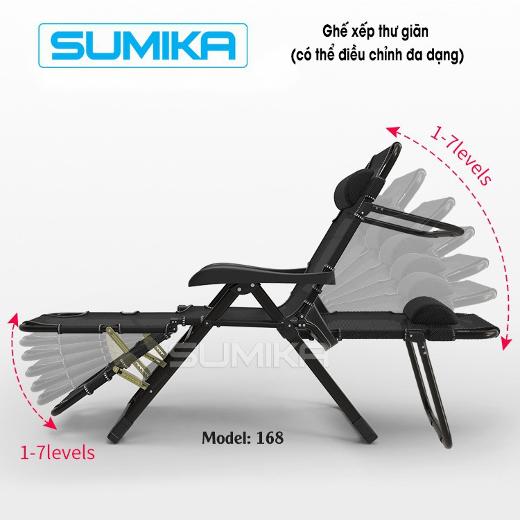 [HCM]Ghế gấp xếp thư giãn cao cấp Sumika 168