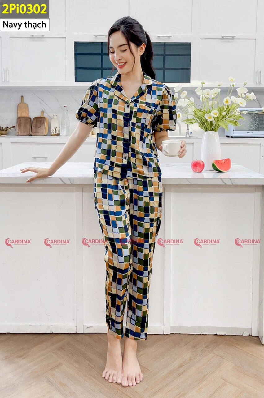 mã 2Pi03 - Pijama lụa tay phồng Cardina