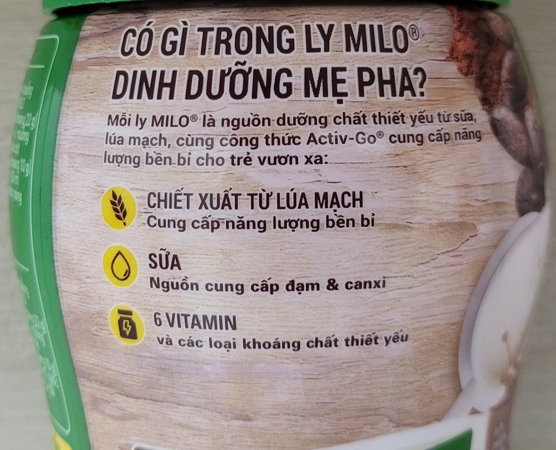 MILO (hủ 400g) THỨC UỐNG LÚA MẠCH Active Go Barley Powder