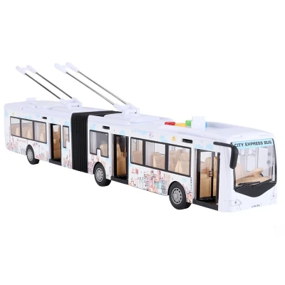 Electronic City Bus City Tour Bus Music Light Car Pull Back Bus Inertia Traffic Model Toy for 3+ Years Children