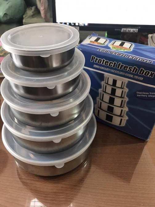 bộ 5 hộp đựng thức ăn inox có nắp
