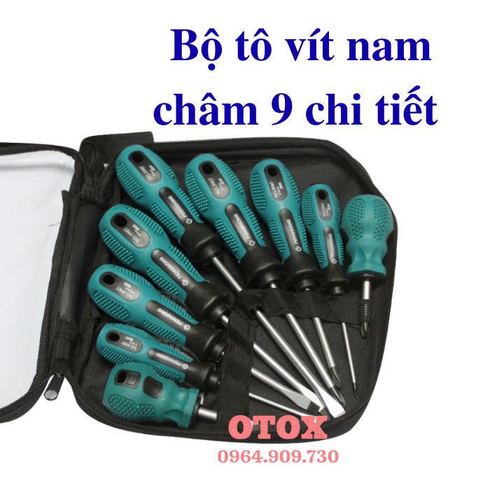 Bộ tô vít nam châm 9 chi tiết OTOX