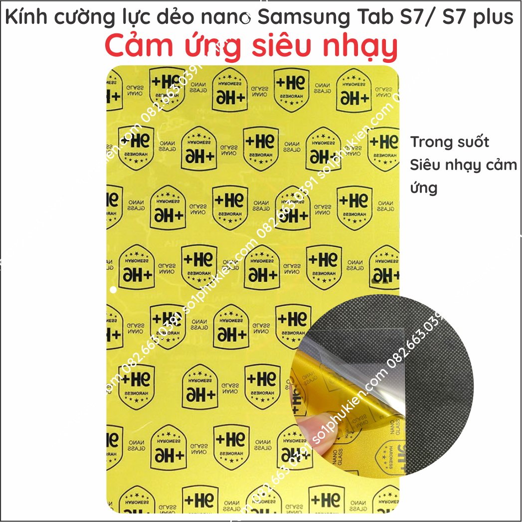 Dán kính cường lực dẻo nano Dành cho Samsung galaxy Tab S7+ (SM T970 T976B) S7 (SM T870 T875 T876B)