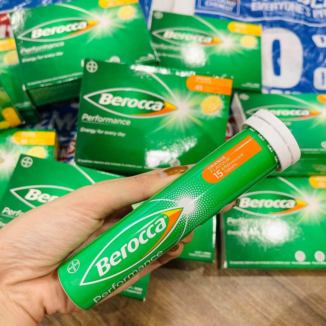 Viên C sủi Berocca - hộp 45 viên vị Dâu/cam