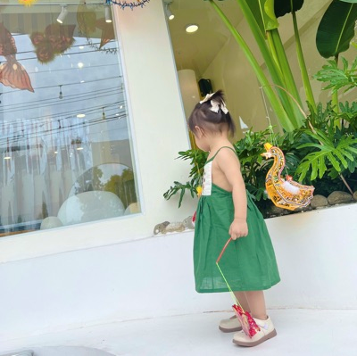 Cotton Sundress with Floral Embroidery For Baby Girls