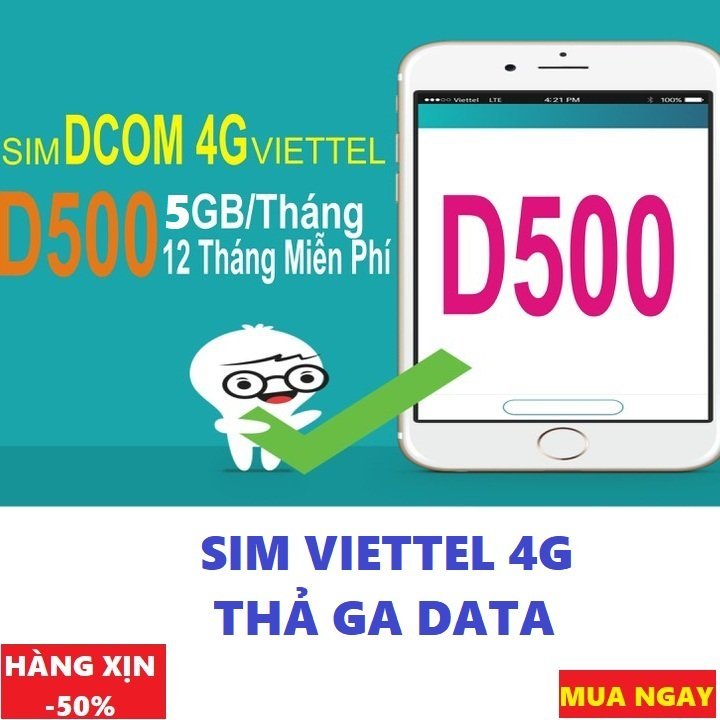 SIM D500 LÊN MẠNG MIỄN PHÍ 1 NĂM K CẦN NẠP TIỀN
