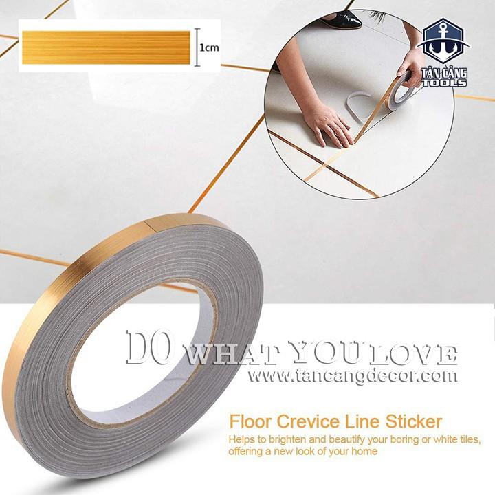Chỉ Dán Viền Gạch Tường Trang Trí Bản 1 Cm  bạc vàng