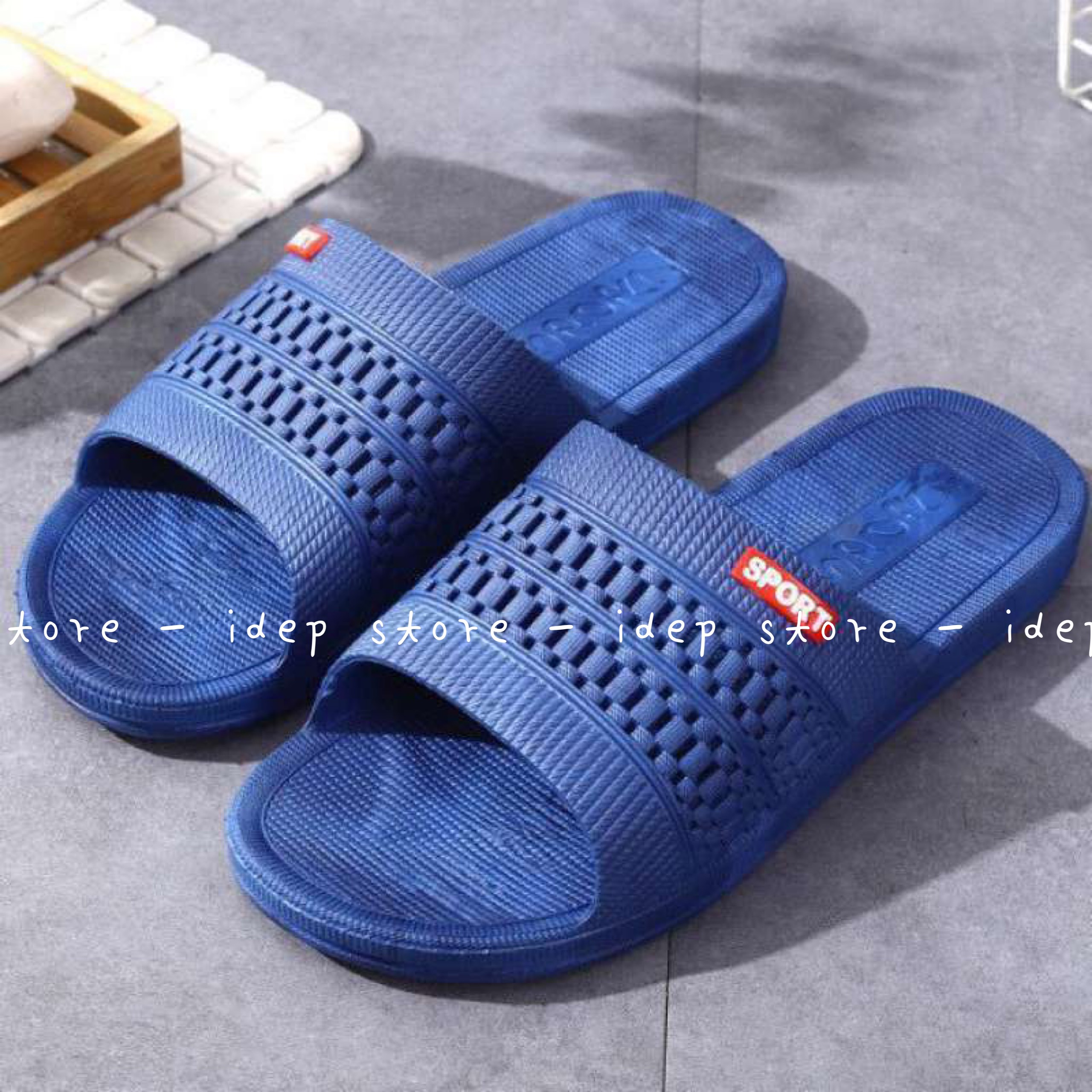 Dép nhựa quai ngang lưới nam đi trong nhà tắm, văn phòng chống trơn trượt siêu bền Idép - DL030