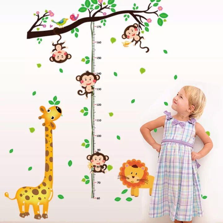 Decal dán tường đo chiều cao cho bé màu sắc đẹp AY9092 Sticker Tranh Dán Tường- Decal dán tường cho bé - Decal dán tường động vật