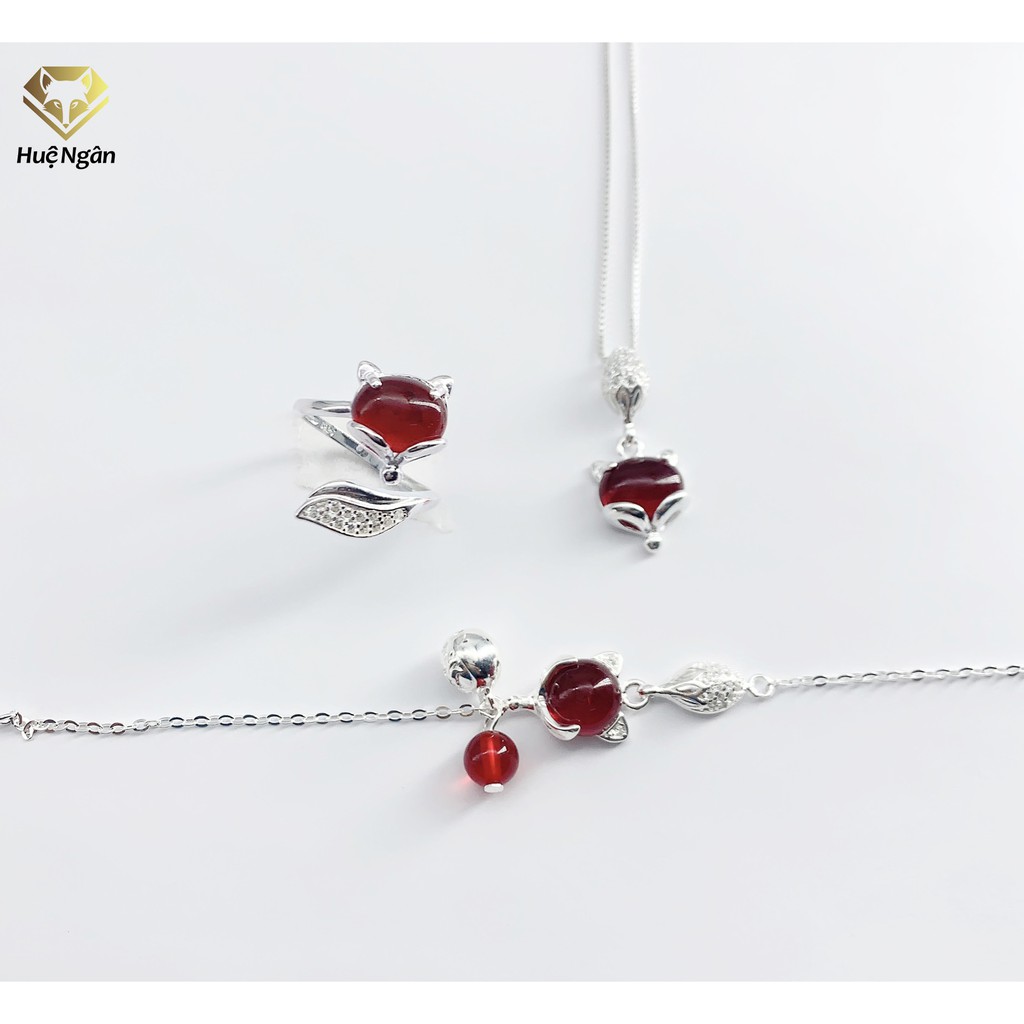 Combo dây chuyền ,lắc chân và nhẫn bạc ý 925 huệ ngân - hồ ly may mắn pp1761-rybj50085-rr1618