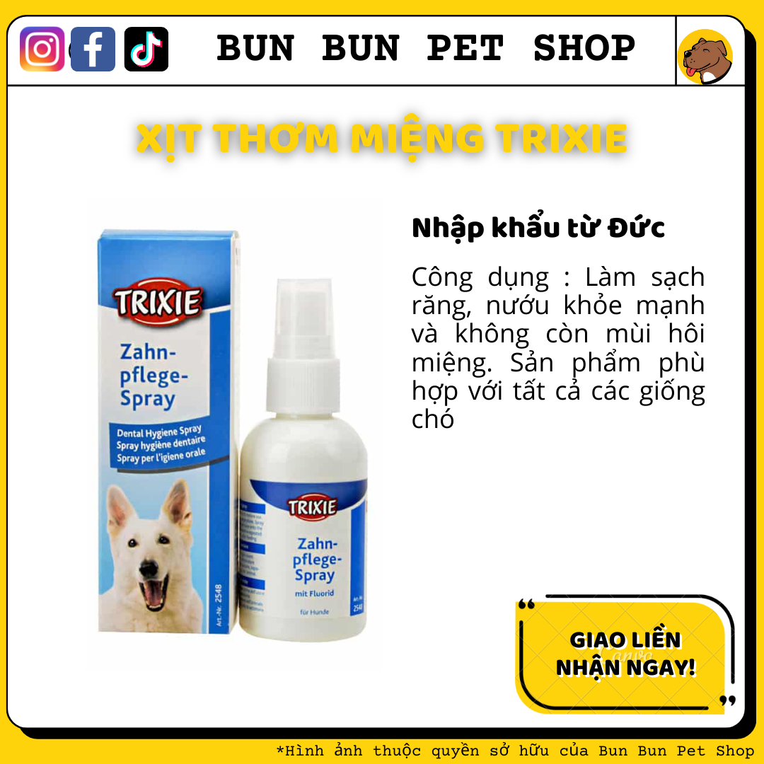 Xịt thơm miệng cho thú cưng TRIXIE Zahnpege Spray 50ml - Dental Care