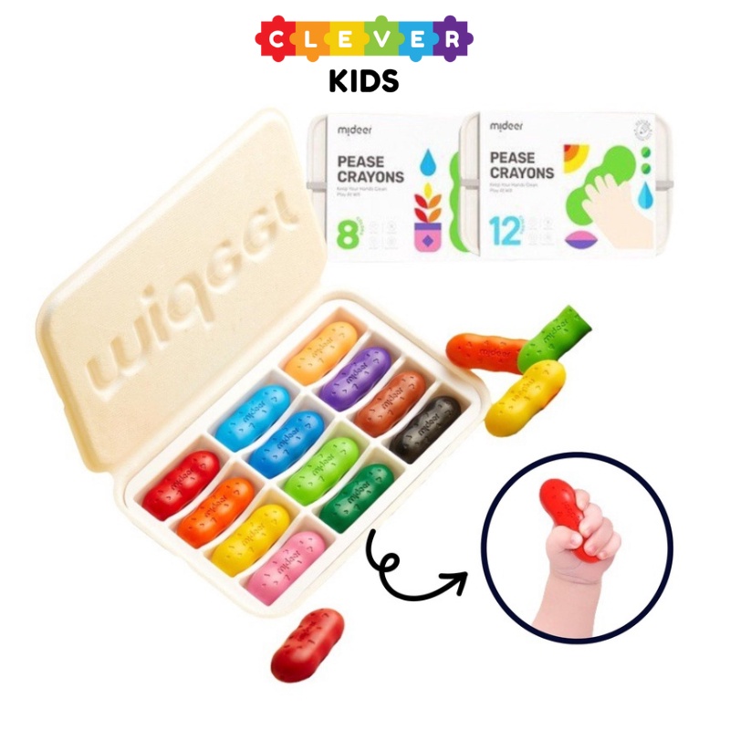 Màu Sáp Lụa Hạt Đậu Pease Crayons Mideer, Bút Sáp Màu Hữu Cơ