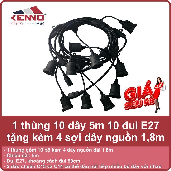 1 Thùng 10 Dây 5m 10 Đui E27 Tặng Kèm 4 Sợi Dây Nguồn 1.8m