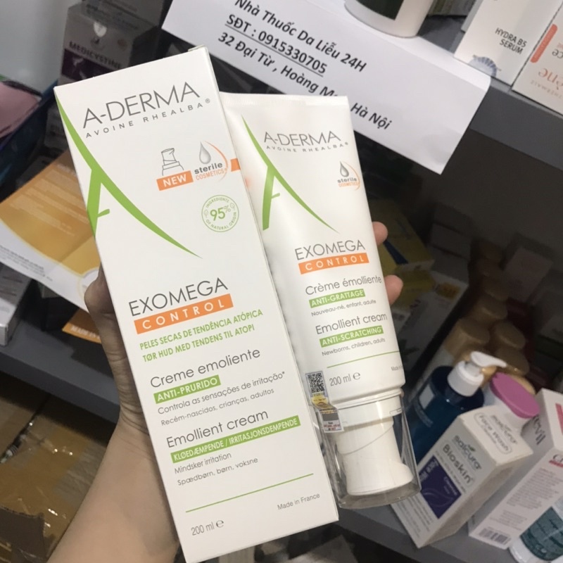 ADERMA A-Derma exomega control Emollient cream 200ml kem dưỡng ẩm dành cho da khô