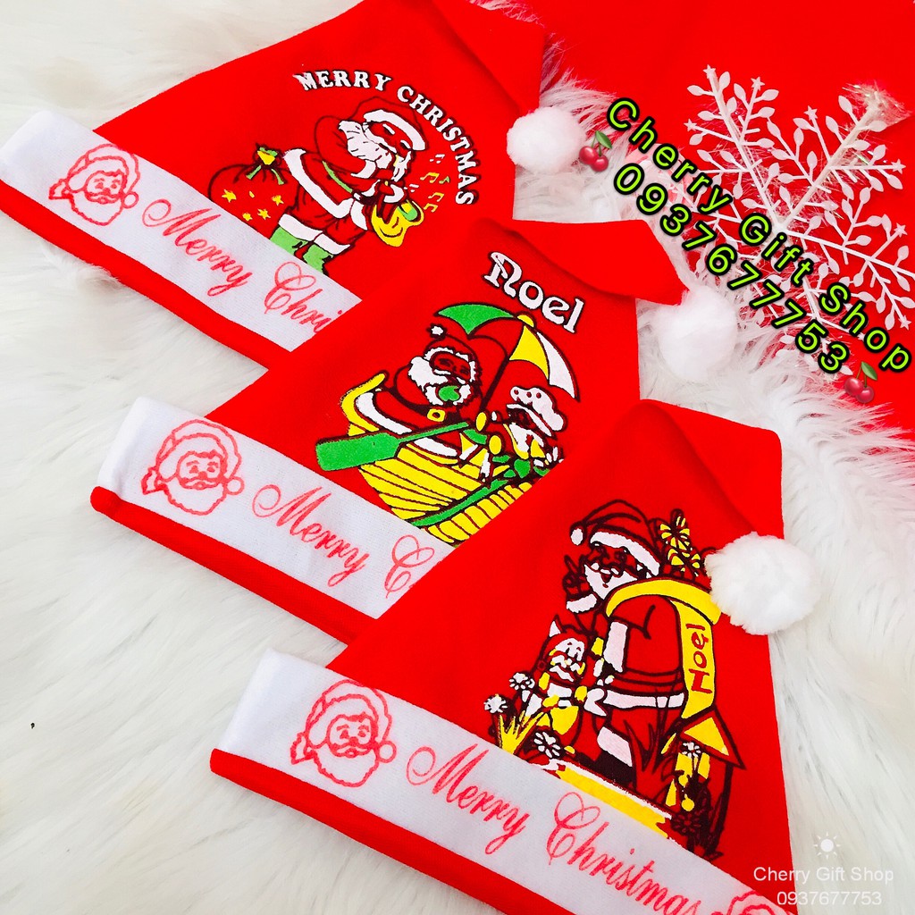 Nón Noel Giáng Sinh Cho Trẻ Nón Noel Vải Nhung - Ảnh Shop Chụp