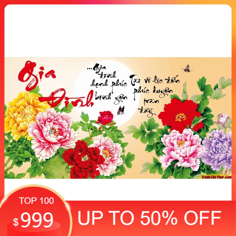 Tranh Đính Đá GIA ĐÌNH HẠNH PHÚC (ĐÁ ABC CAO CẤP). Kích Thước: 75cm x 42cm