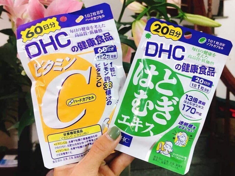 Combo Viên uống DHC vitamin C và DHC trắng da Adlay Extract
