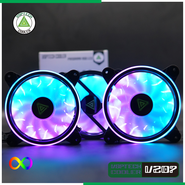 [HCM]Fan case VSPTECH COOLER Bộ 3 fan + hub Led ARGB V207