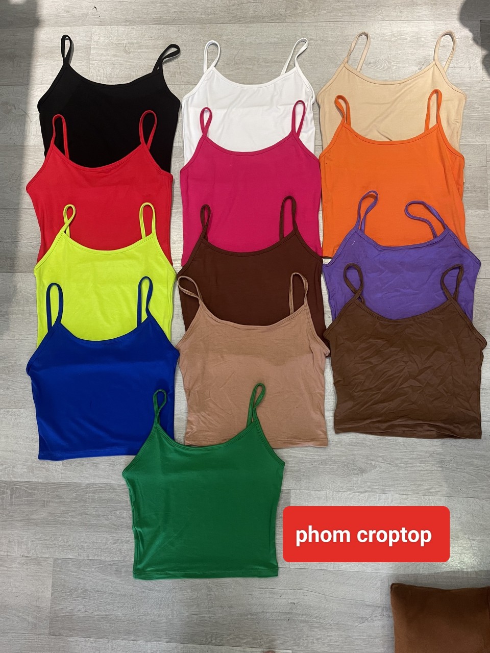 Áo 2 dây thun Thái phom croptop hoặc dài RAINBOW (FREESIZE)
