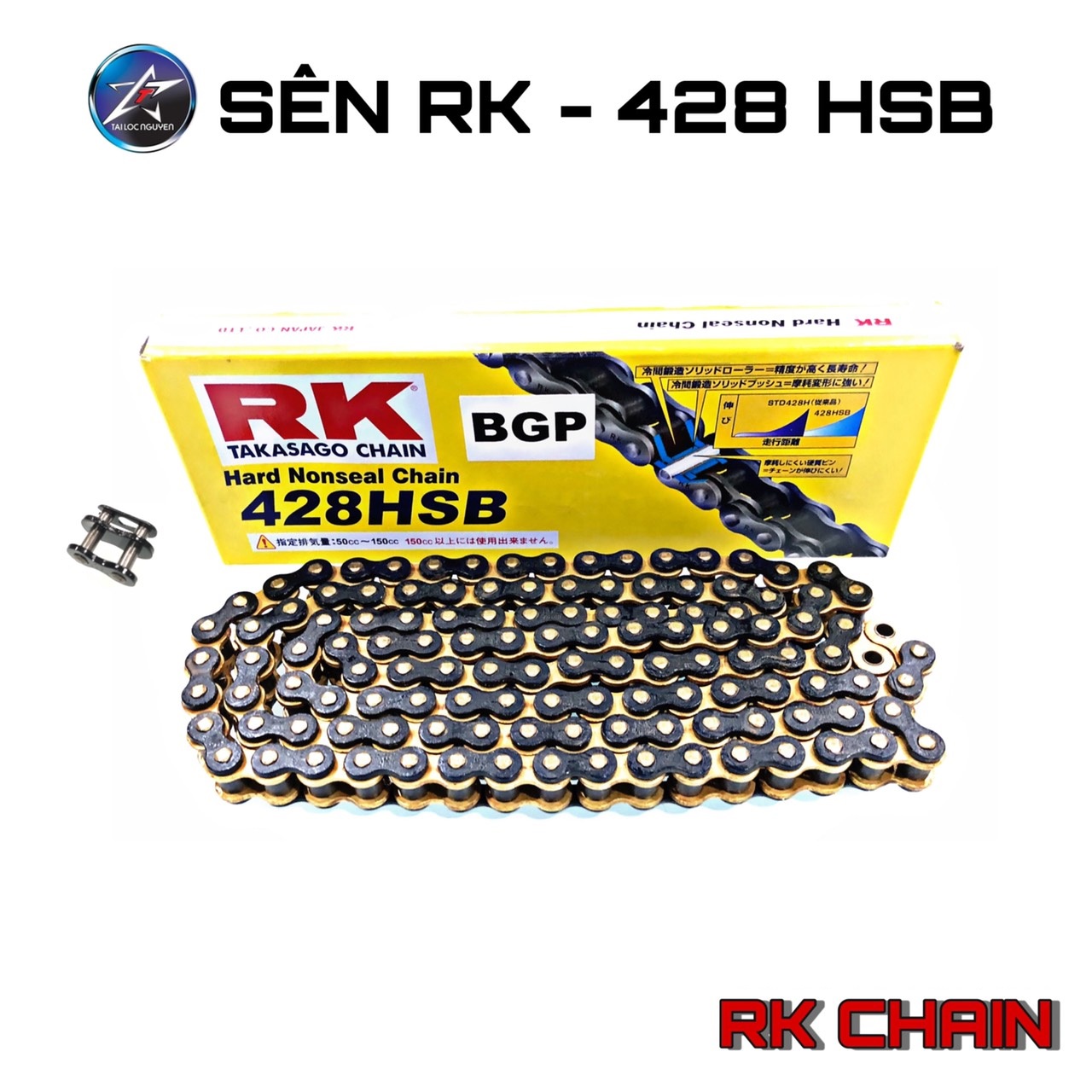 [HCM]SÊN RK CHAIN 10LI 428HSB ĐEN VÀNG C.HÃNG