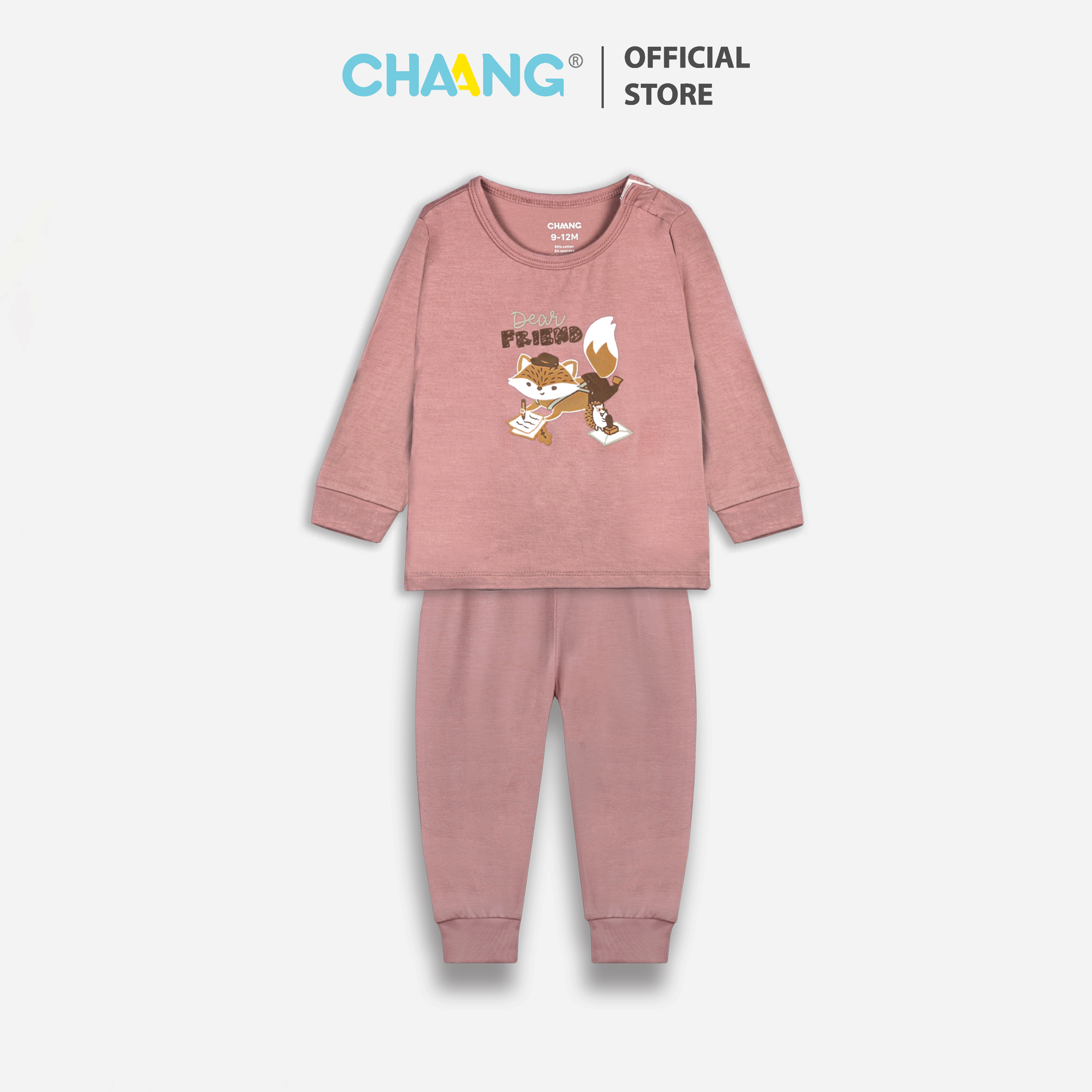 Bộ quần áo dài tay cúc vai cho bé Park nâu Chaang