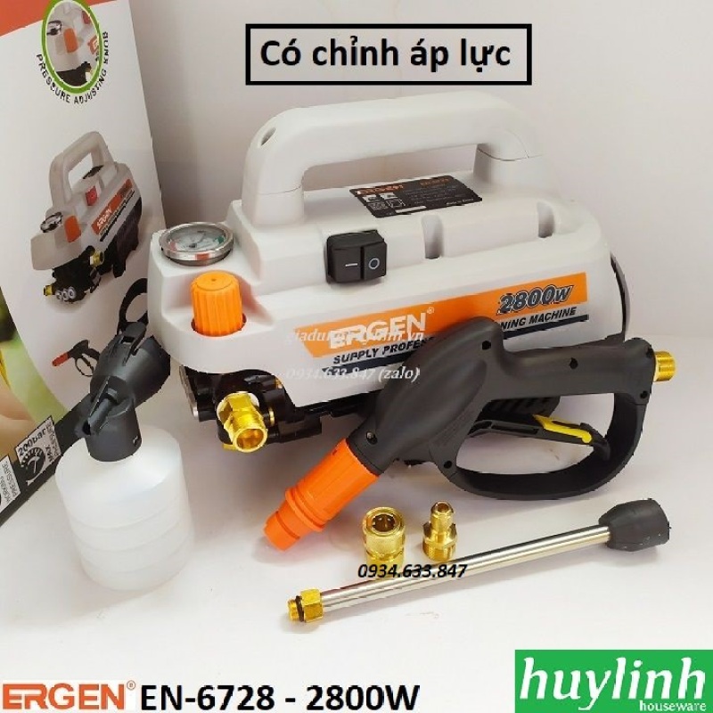 Máy xịt rửa xe Chỉnh Áp Ergen EN-6728 - 2800W - xịt rửa máy lạnh - điều hòa