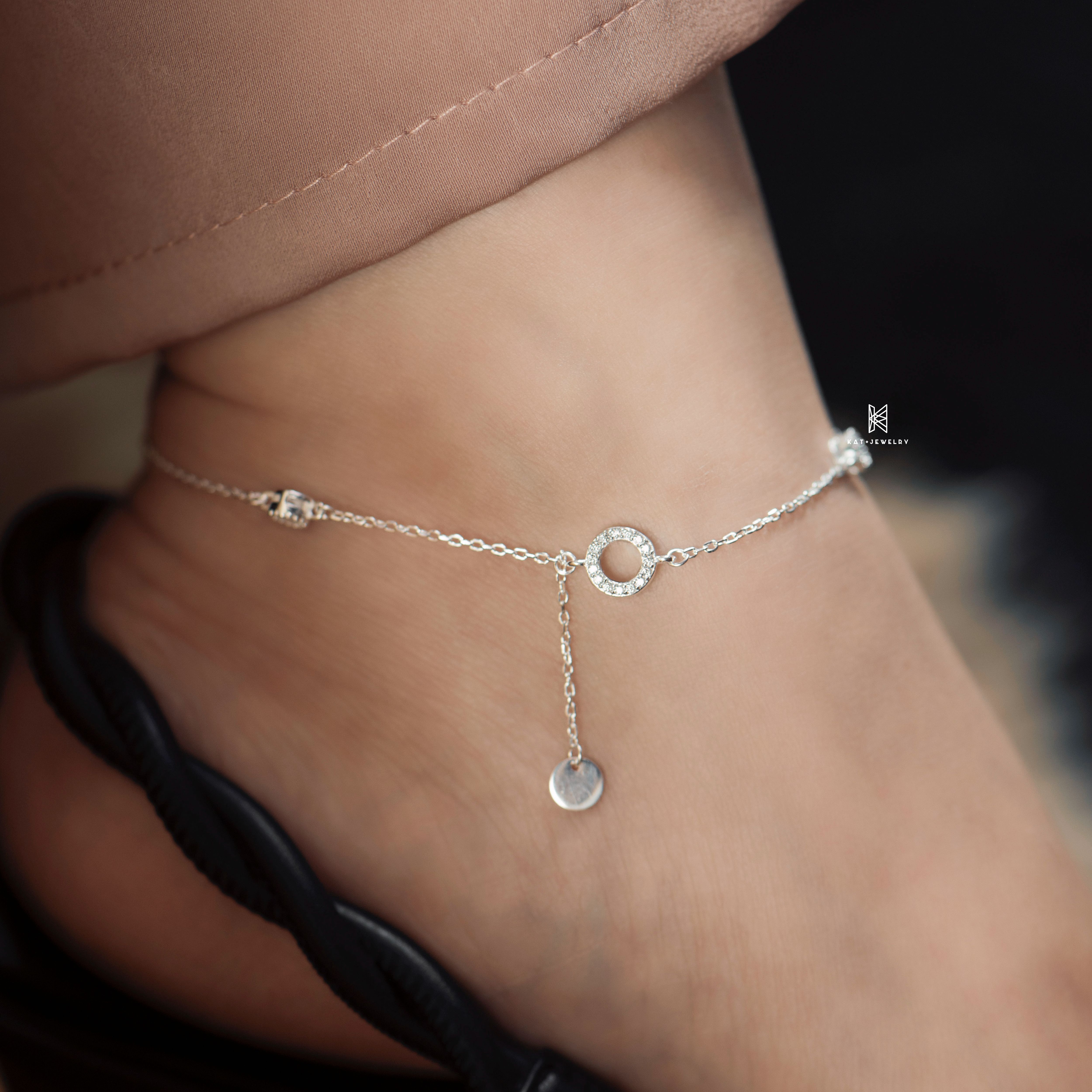Lắc Chân Vòng Tròn Đính Đá Lấp Lánh