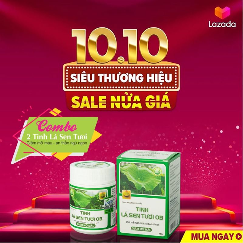 ( COMBO 2 Hộp ) TINH LÁ SEN TƯƠI OB - GIẢM MỠ MÁU, AN THẦN NGỦ NGON - Khánh Linh Pharma giá rẻ