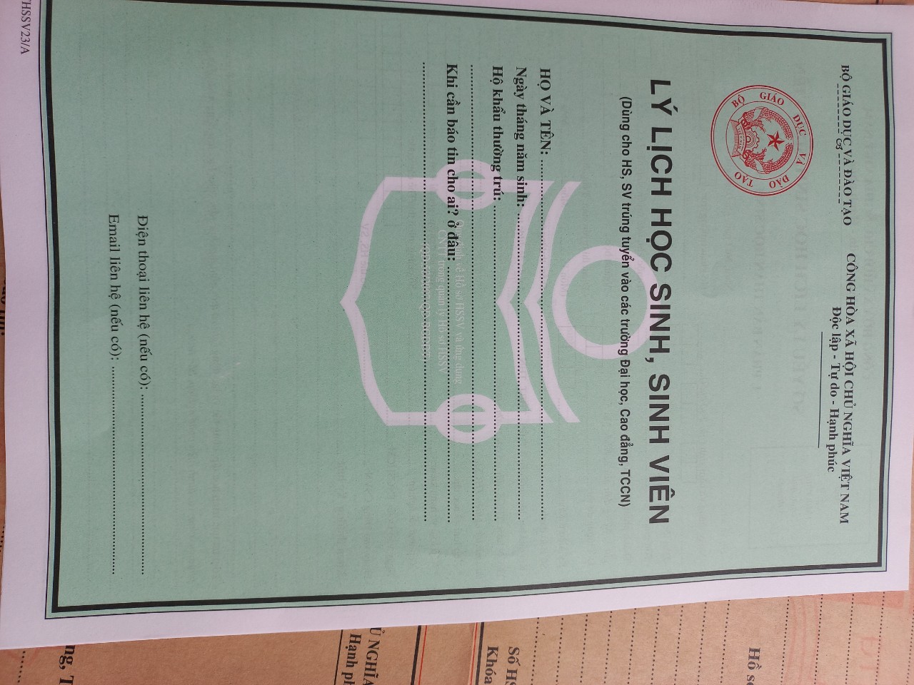 Hồ sơ học sinh sinh viên 5 bộ