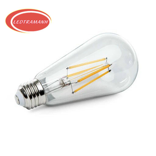 Bóng đèn LED thủy tinh ST64 cổ điển 4tim led đuôi vặn E27 Ánh sáng vàng