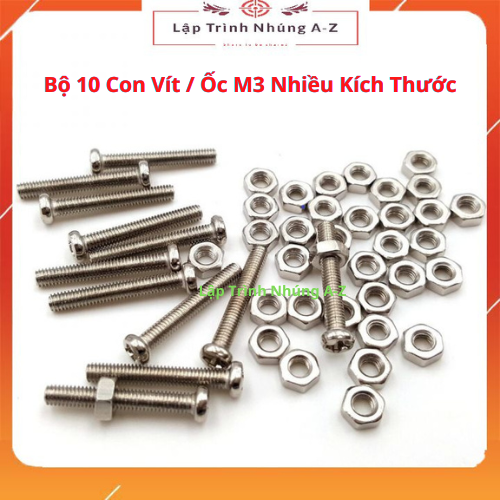 Bộ 10 con vít / ốc m3 nhiều kích thước