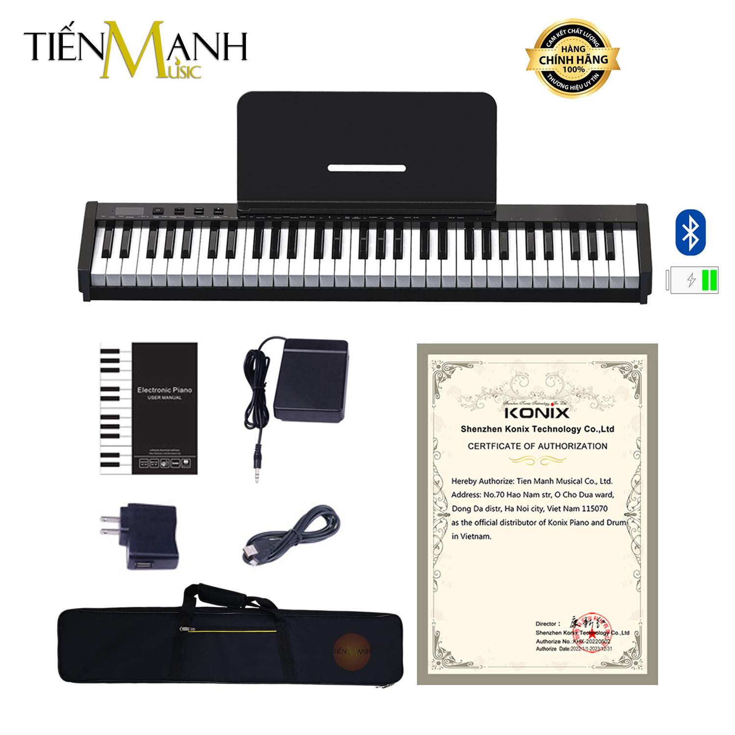 [Mẫu Mới, Cao Cấp] Đàn Piano Điện Konix PH61S - 61 Phím Nặng Cảm Ứng Lực PH61 Có 2 Loa Lớn Và Midi Keyboard