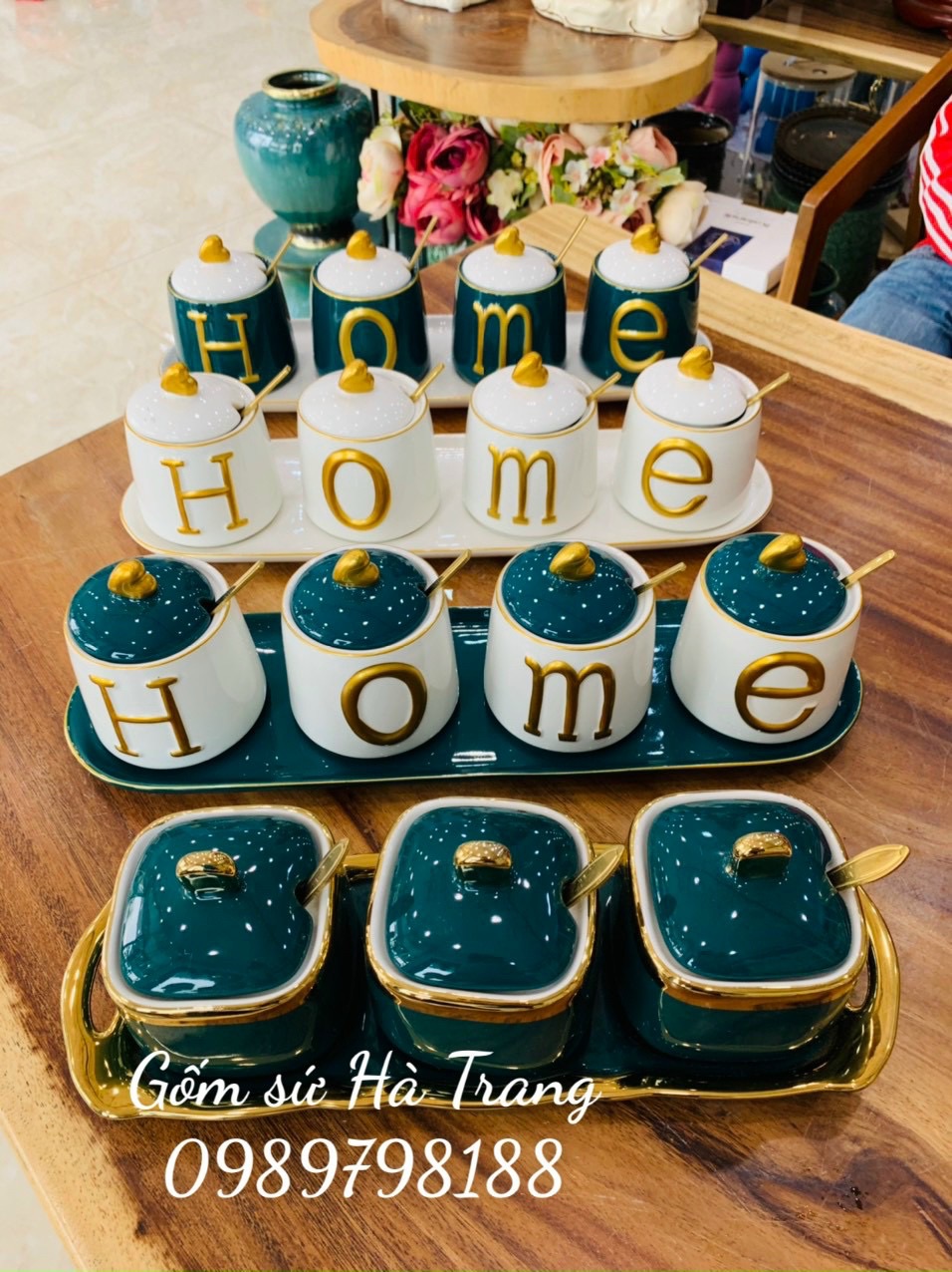 Bộ hũ gia vị gốm sứ hàng nhập