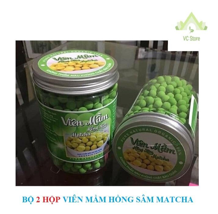 Bộ 2 Hộp Viên Mầm Đậu Nành Hồng Sâm Matcha 500g - Mẫu mới