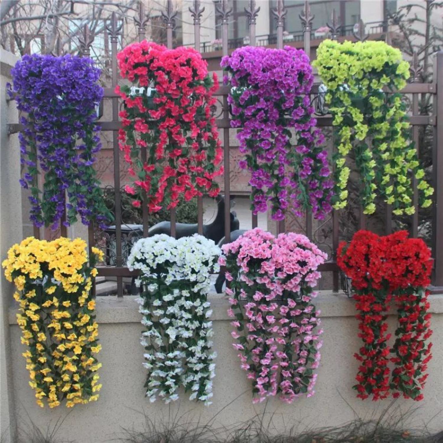 CHÙM ĐỖ QUYÊN TREO TƯỜNG . HOA VẢI HOA LỤA CAO CẤP