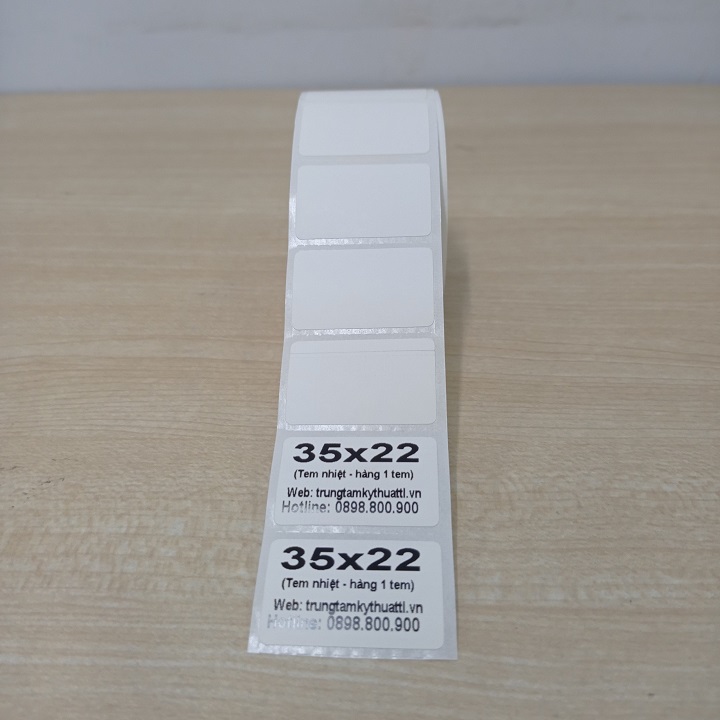 Combo 5 cuộn Giấy in nhiệt mã vạch, tem nhãn 35x22 mm, 1tem/hàng