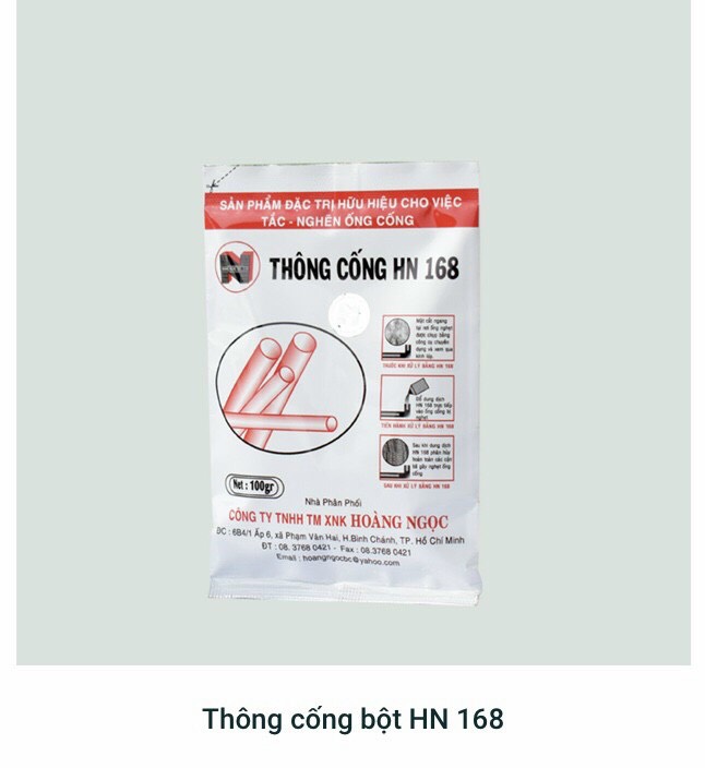 [HCM] Thông cống HN 168 dạng bột 100gr