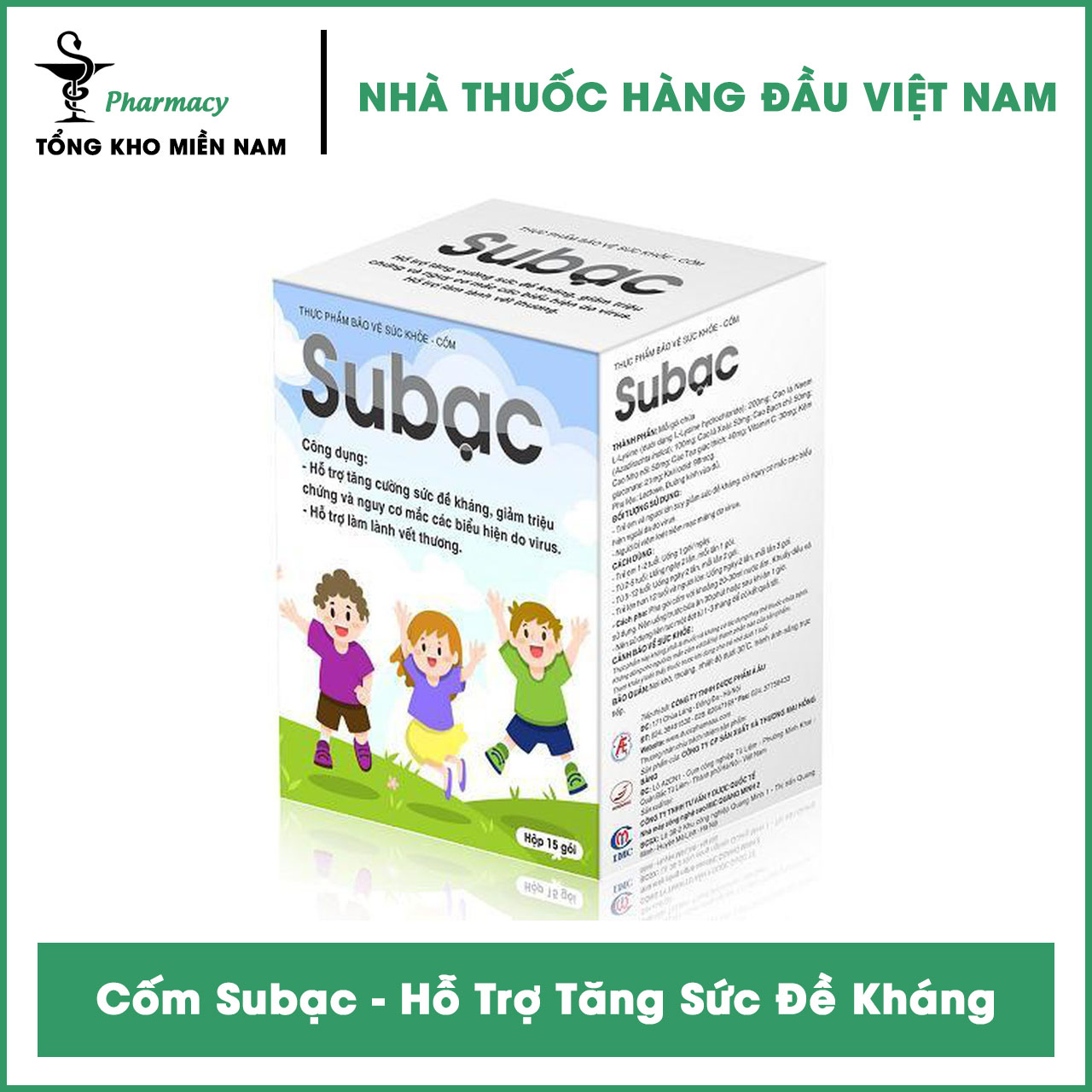 Cốm subạc hộp 15 gói - hỗ trợ tăng sức đề kháng giúp làm lành vết thương