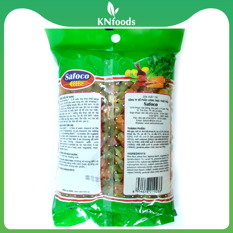 Nui sò rau củ Safoco gói 500G