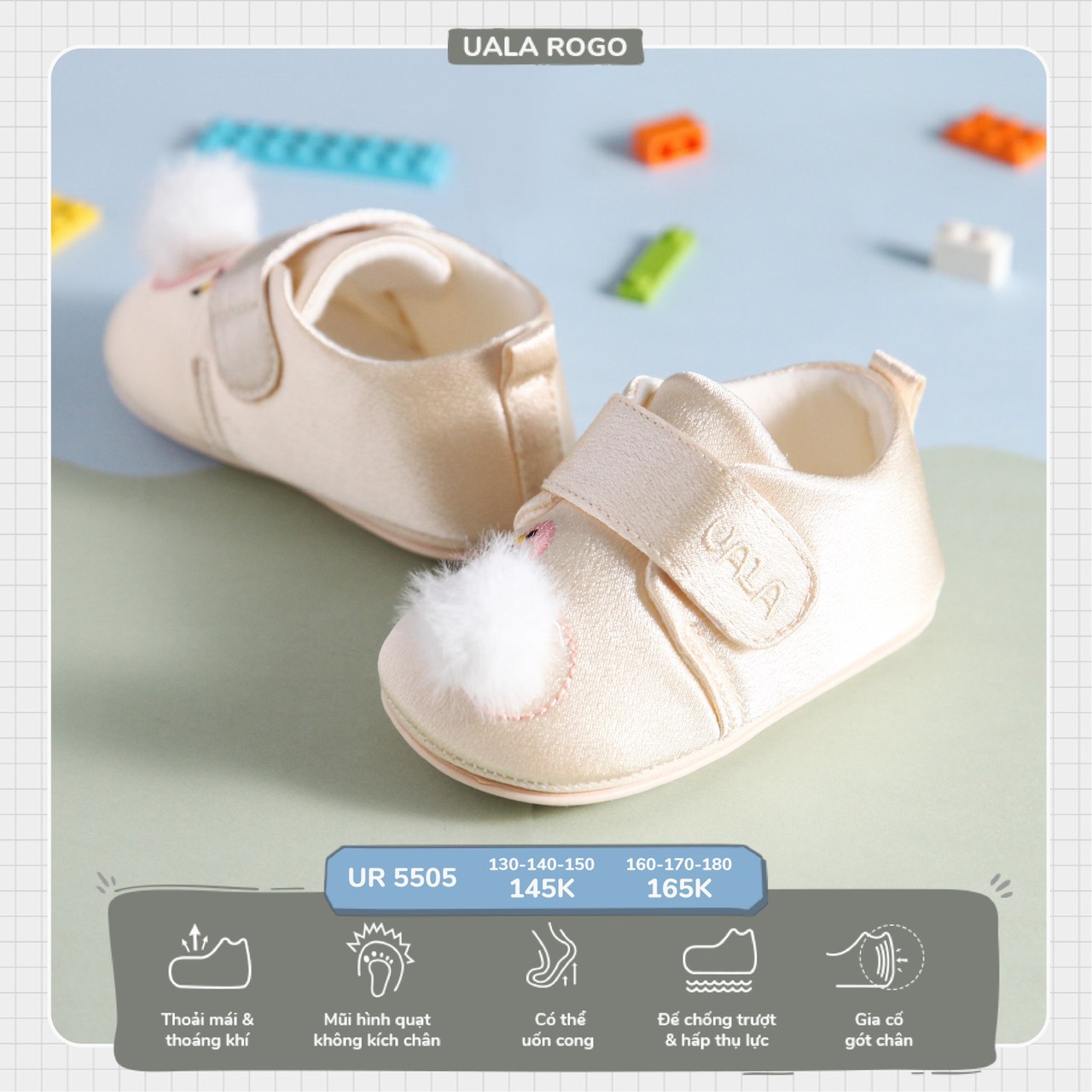 (UALA ROGO) Giày tập đi hình thiên nga chuẩn y khoa đế cao su non chống trơn trượt bé trai bé gái siêu mềm nhẹ