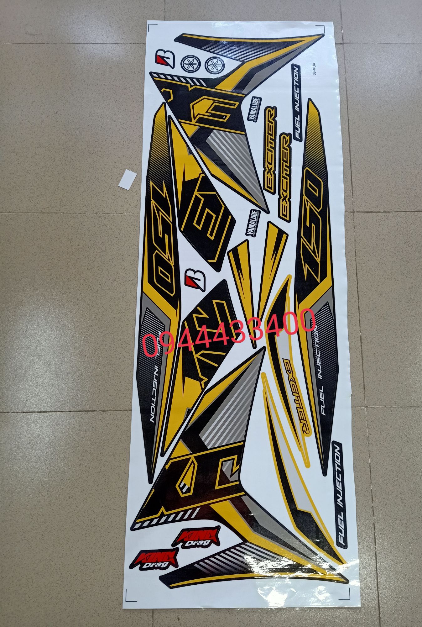 Tem rời exciter 150 dán cho xe đen