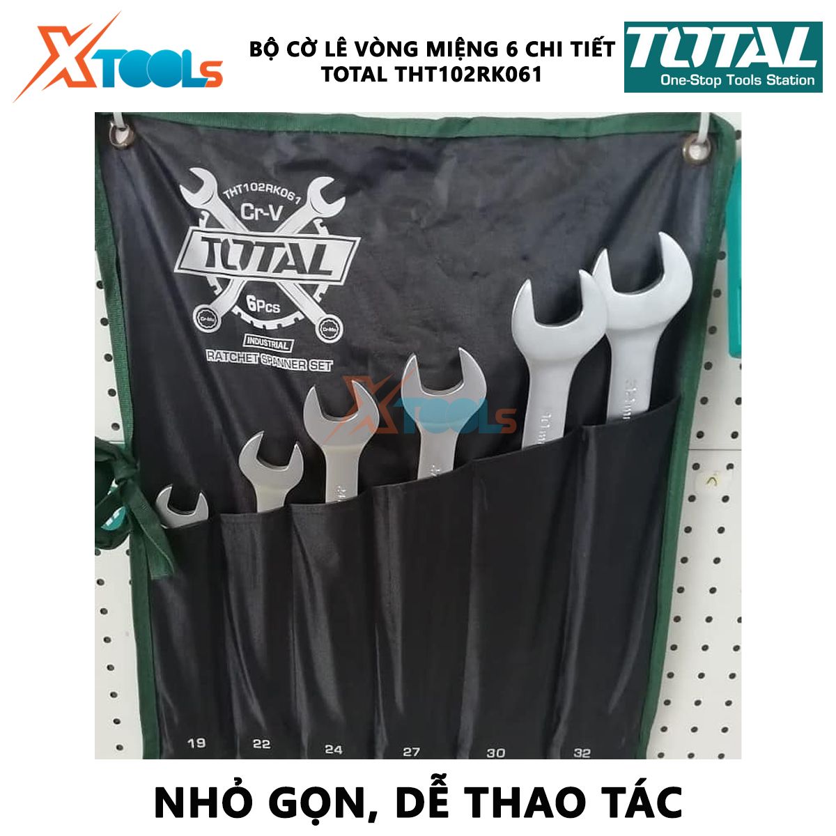 Bộ cờ lê vòng miệng 6 chi tiết TOTAL THT102RK061 | bộ cờ lê miệng vòng 2 chiều kích thước 19-32mm (19mm, 22mm, 24mm, 27mm, 30mm, 32mm )