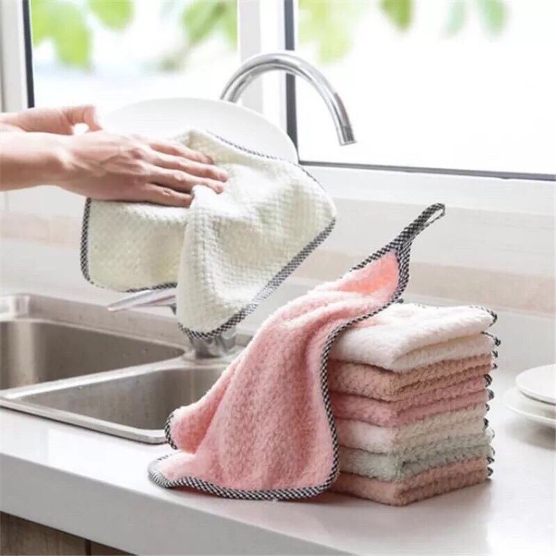 Khăn lau bếp đa năng có viền sét 10 cái