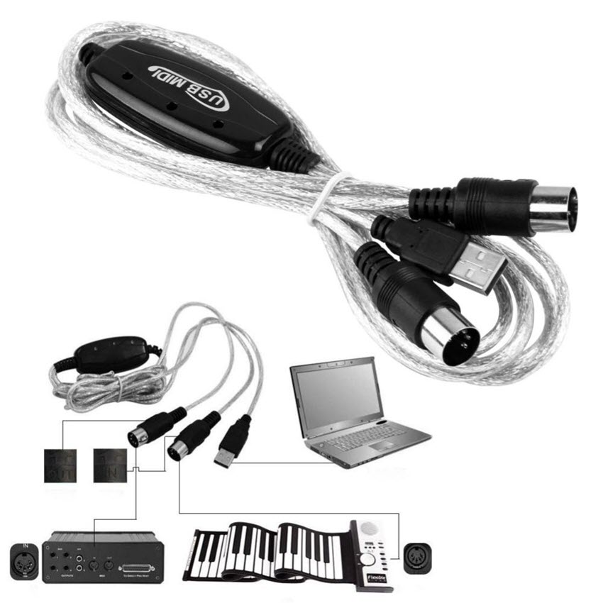 Cáp âm thanh Midi sang USB cho Organ, Keyboard