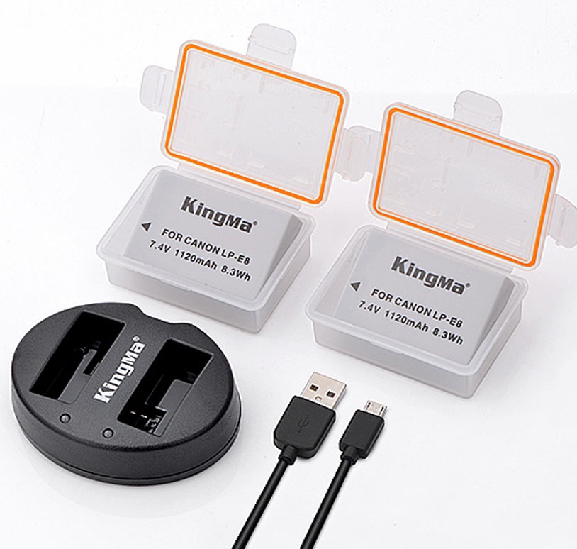 Bộ 02 Pin & 01 Sạc máy ảnh KingMa LP-E8