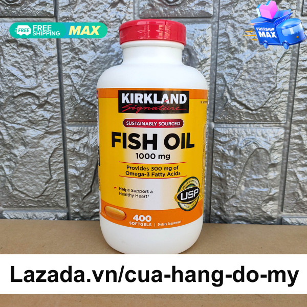 Viên Uống Dầu Cá Kirkland Fish Oil 1000mg 400 Viên - Mẫu bật (nắp đỏ)  - Dầu cá 400 viên  giúp sáng mắt, đẹp da, ngăn ngừa ung thư