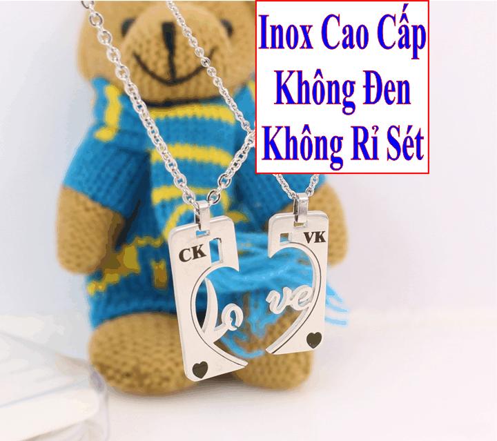 (Gift 01 bangles) necklaces couple stainless steel đẹp that cheap white 2 pieces carved letters CK / VK combination letters love-commitment 1 Đổi 1 if Hoen, rust