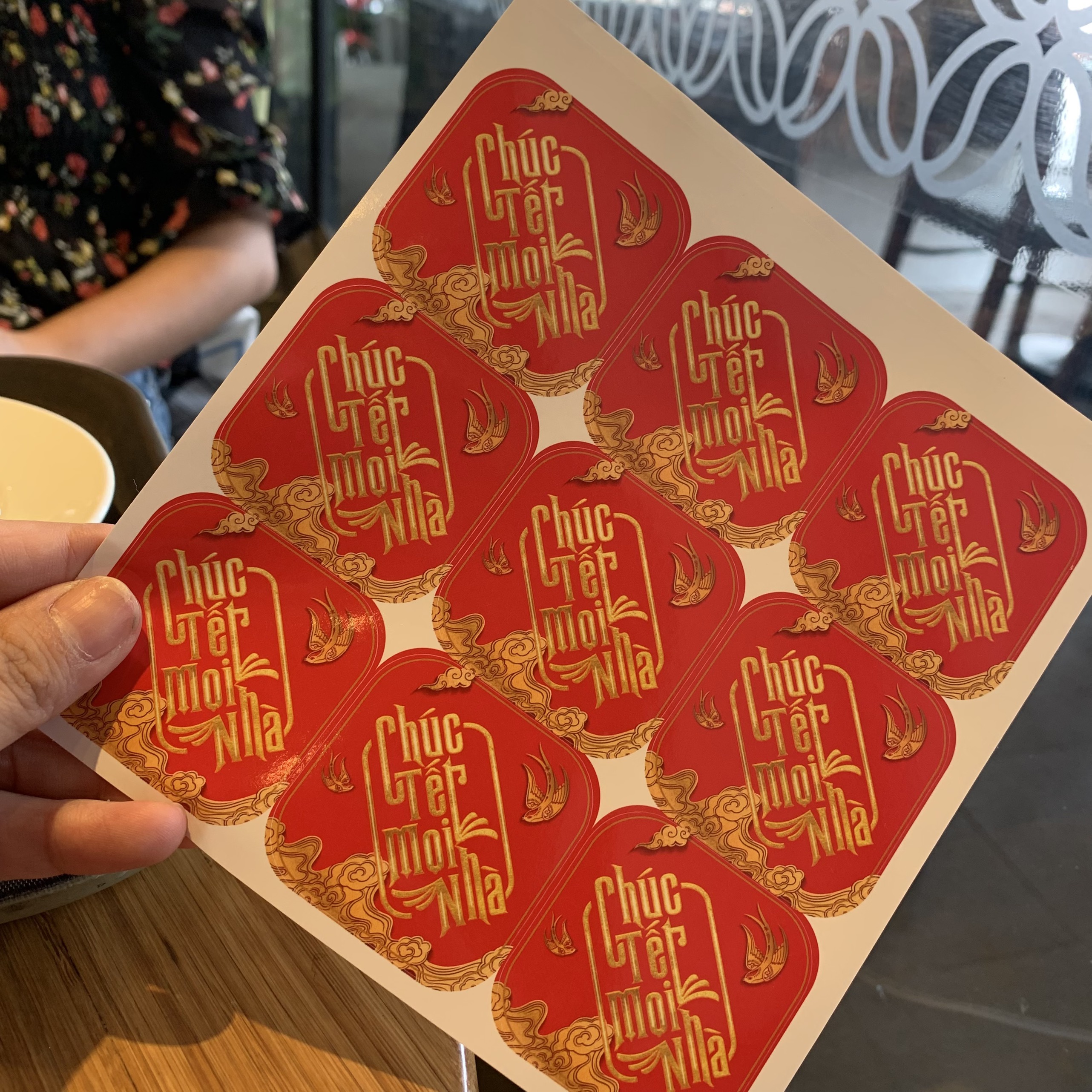 100 Tem dán, Nhãn dán Tết  - Thoi 6cm - vuông 5cm