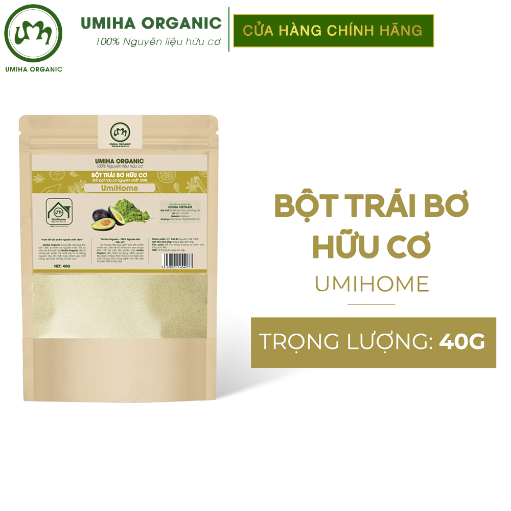 Bột Trái Bơ hữu cơ UMIHOME 135g nguyên chất làm đẹp thiên nhiên, dùng đắp mặt nạ loại bỏ mụn, giúp trắng mịn da hiệu quả